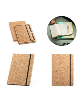 Conjunto de Bloco de Notas A5 + Esferográfica em Cortiça Personalizado- 53631