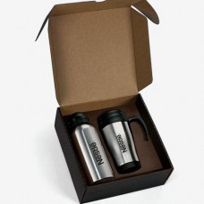 Conj. De Squeeze E Caneca Em Aço Inox 600/410 Ml- 2 Pçs Personalizada -IX-41601