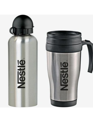 Conj. De Squeeze E Caneca Em Aço Inox 600/410 Ml- 2 Pçs Personalizada -IX-41601