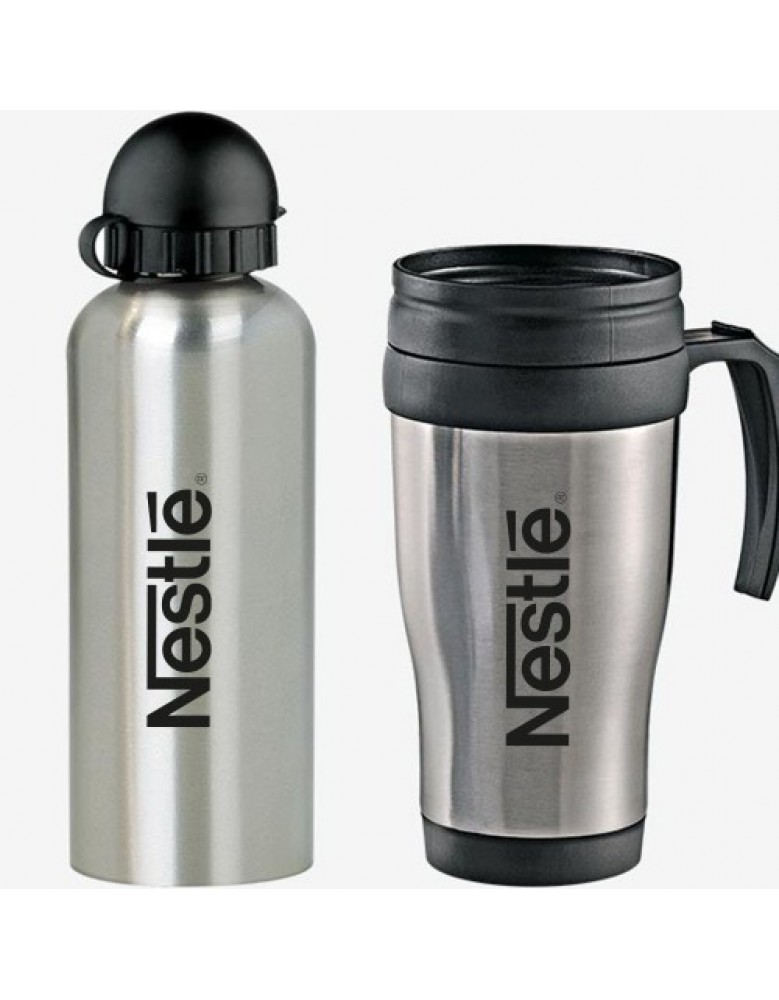 Conj. De Squeeze E Caneca Em Aço Inox 600/410 Ml- 2 Pçs Personalizada -IX-41601