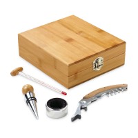 Conjunto para vinho em bambu e zinco Personalizado - 94190