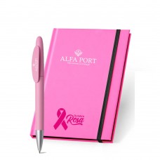 Kit de Caneta com Caderno Personalizado Outubro Rosa - P0120
