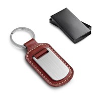 Chaveiro em couro sintético e metal c/ cx presente Personalizado - 93172