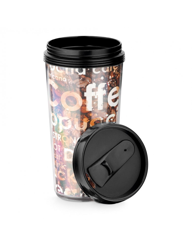 Copo de viagem em PP e PS com corpo duplo 520 ml Personalizado - 94666