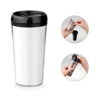Copo de viagem em PP e PS com corpo duplo 520 ml Personalizado - 94666