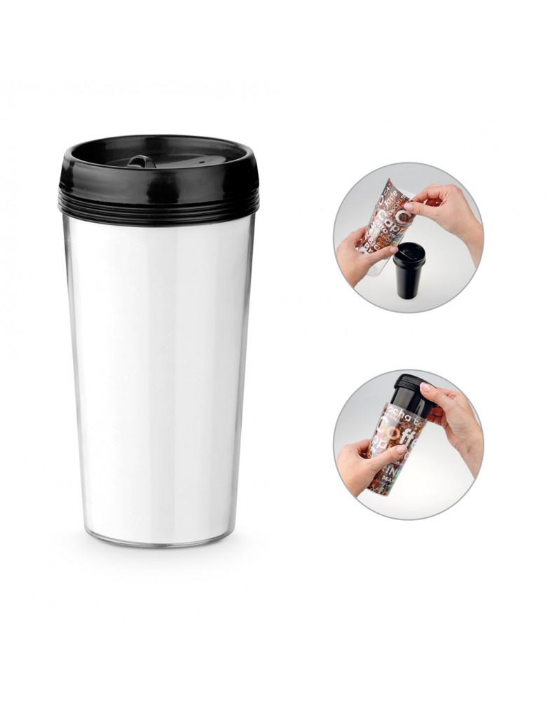 Copo de viagem em PP e PS com corpo duplo 520 ml Personalizado - 94666