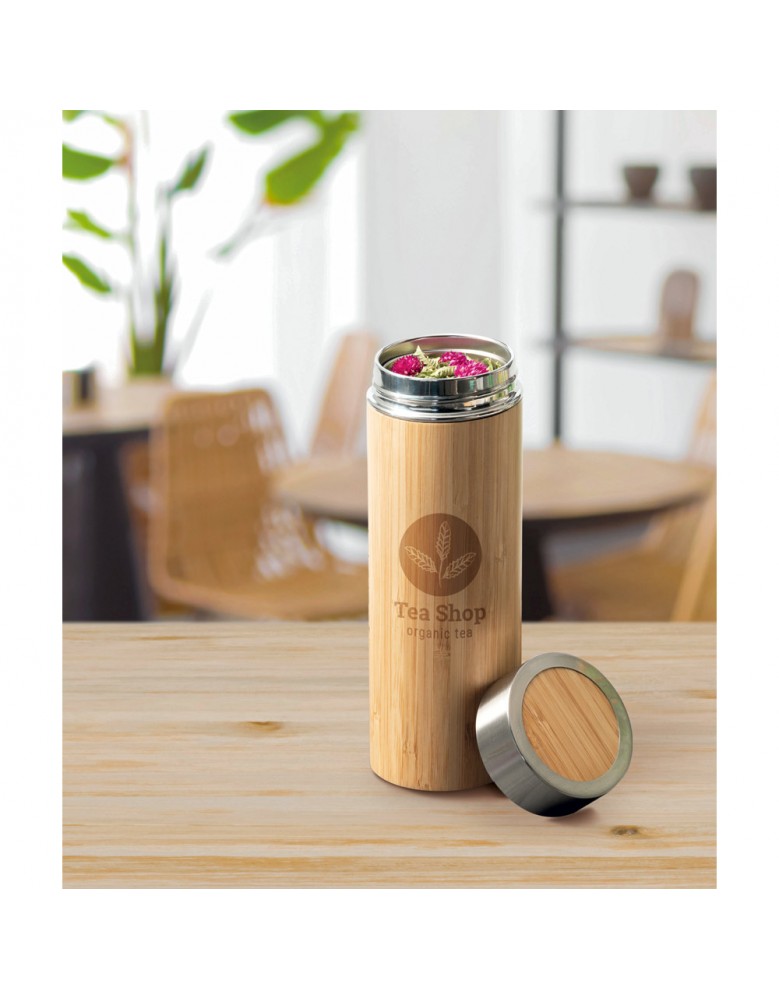 Squeeze em bambu com e infusor para chá 430 ml Personalizado - 94683