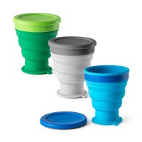 Copo de viagem dobrável em silicone tampa PP 400 ml Personalizado - 94697