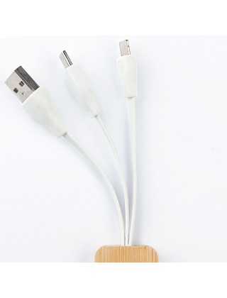 Chaveiro de bambu com cabo para carregamento Personalizado  - 14833