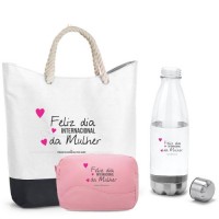 kit Bolsa , necessarie e Garrfada Personalizado dia Internacional da Mulher  - KI1M