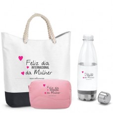 kit Bolsa , necessarie e Garrfada Personalizado dia Internacional da Mulher  - KI1M