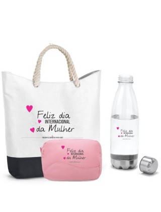 kit Bolsa , necessarie e Garrfada Personalizado dia Internacional da Mulher  - KI1M