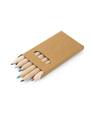 Caixa de cartão com 6 mini lápis de cor Personalizado - 51750