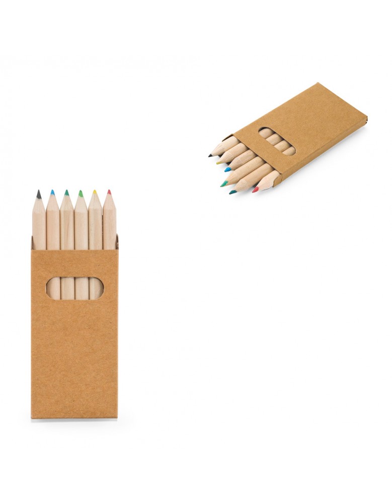 Caixa de cartão com 6 mini lápis de cor Personalizado - 51750