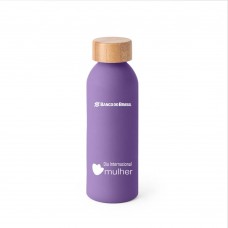 Squeeze em alumínio  tampa em bambu 550ml Personalizada Para o dia das Mulheres  - 94256-1