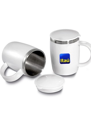 Caneca plástico com inox  400 ML Personalizada - CA0150