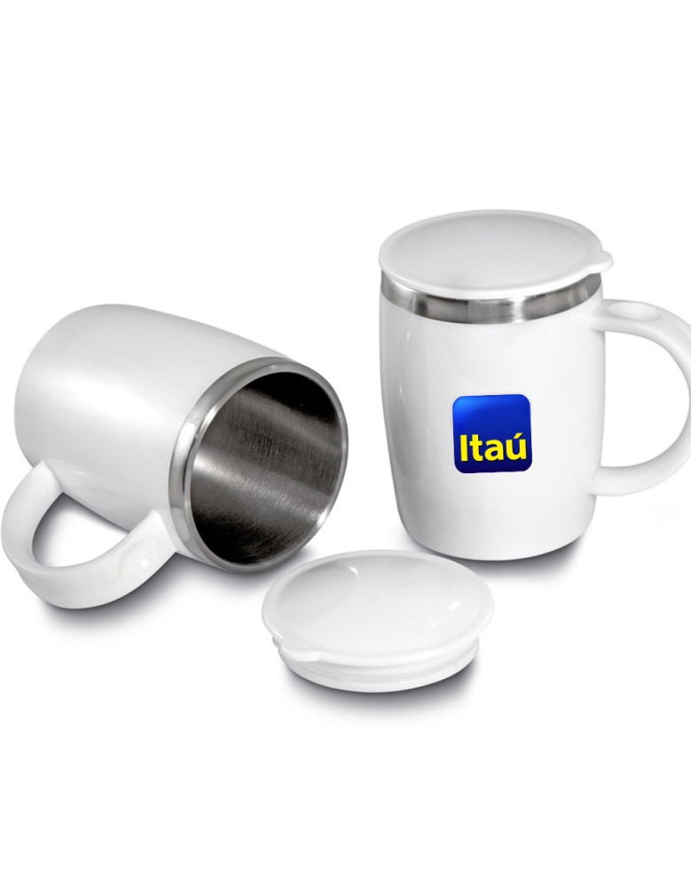 Caneca plástico com inox  400 ML Personalizada - CA0150